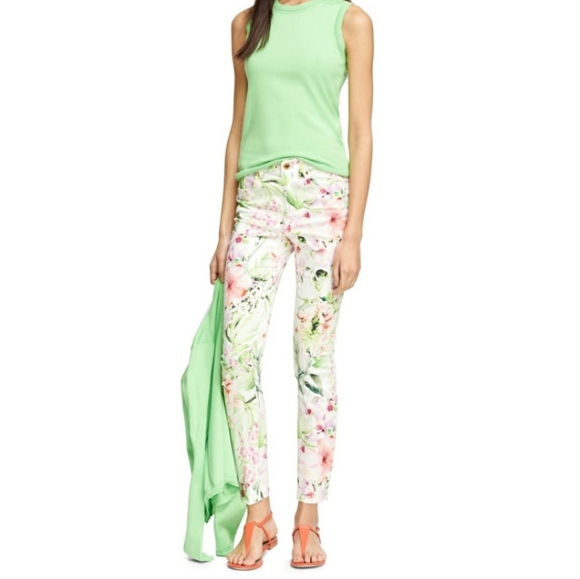 Brooks Brothers Natalie Fit Floral Green Pants 8 - Picture 2 of 15